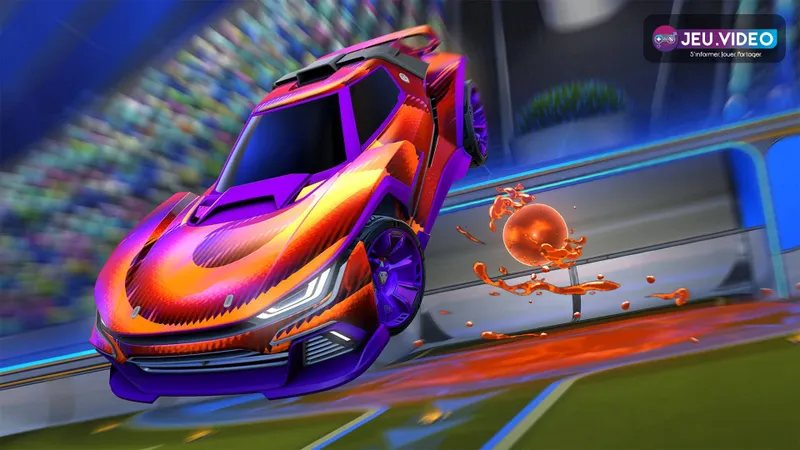 Voiture Rocket League en frappe près du poteau pour vérifier si l angle de caméra aide à lire les touches courtes