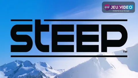Visuel officiel de Steep montrant un rider en combinaison rouge descendant une pente enneigée, représentant la version PC vendue sur Steam.