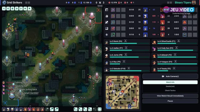 Teamfight Manager 2 sortie Steam avec logo et scène esport pixel art