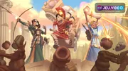 Romestead sortie Steam avec village romain, héros armé et logo du jeu