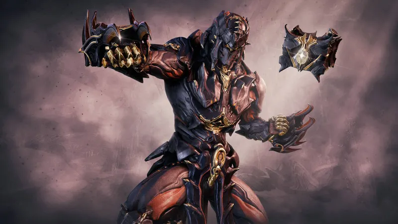 Warframe équipé pour une mission sur la Carte Stellaire