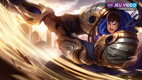 Garen dans League of Legends levant son épée, champion conseillé pour apprendre la top lane en débutant