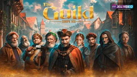 The Guild Europa 1410 montre son casting médiéval et son logo officiel