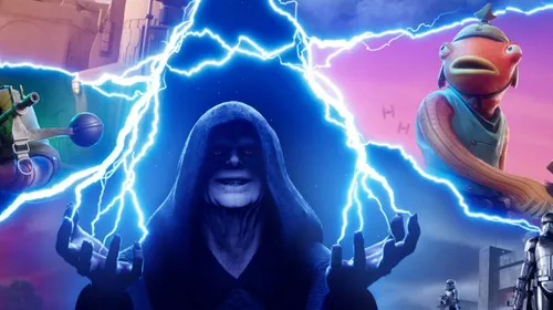 Bannière officielle Fortnite Star Wars Galactic Battle illustrant le guide des îles Star Wars 2026