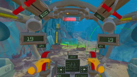 CRAWLER : cockpit du mécha en action en réalité virtuelle