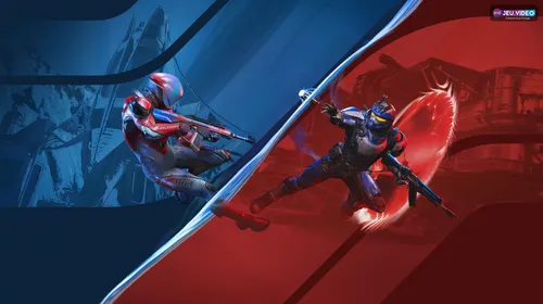 Visuel officiel de Splitgate montrant trois combattants futuristes en escouade