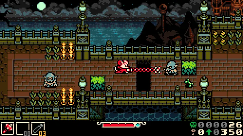 Mina the Hollower dans une zone sombre de gameplay, utile pour préparer les contrôles de déplacement et d’attaque