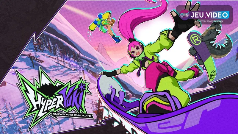HYPERyuki trailer avec snowboardeuse arcade et logo officiel du jeu
