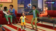 The Sims 4 avis : des Sims réunis dans un décor coloré