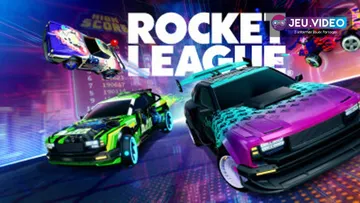 Visuel officiel de Rocket League montrant une voiture dans une arène, jeu PS4 compatible avec le jeu entre plateformes