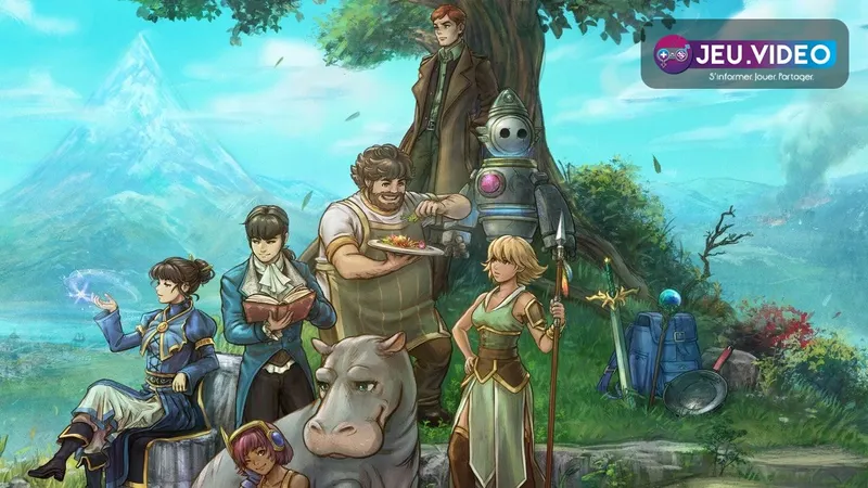 Quartet montrant le key art du JRPG rétro au tour par tour