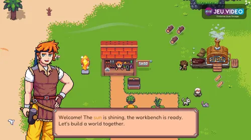 Suncraft, visuel officiel du jeu d’aventure et artisanat en pixel art