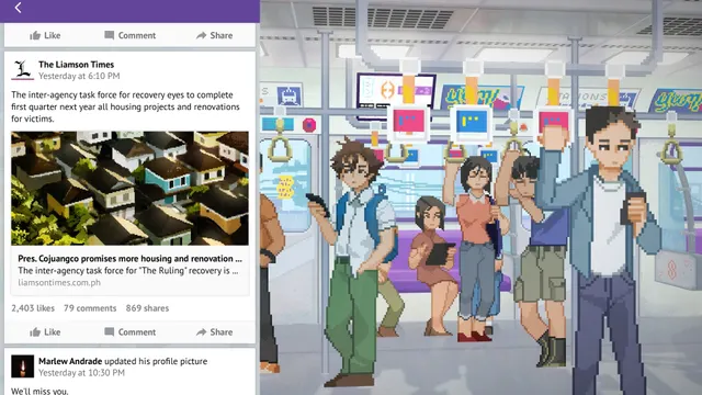 Interface de réseau social dans Until Then montrant des publications à consulter pour comprendre les indices de la première partie