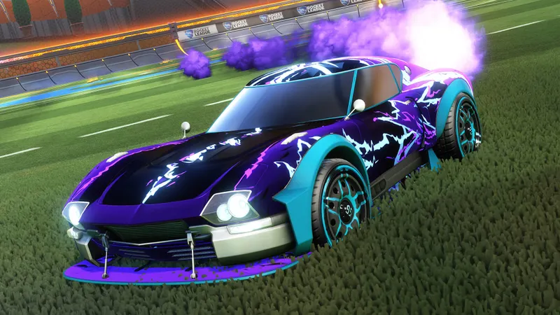 Voiture Rocket League violette avec boost pour illustrer les erreurs de réglages trop nerveux en match rapide