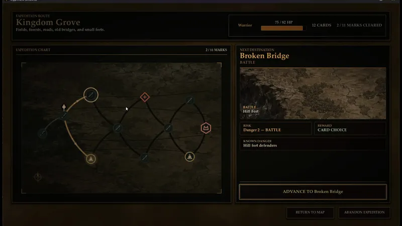 Glyphrune : visuel officiel de gameplay illustrant les informations joueur de la section 4