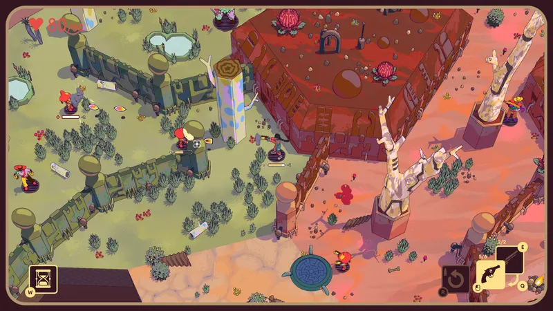 Enter the Chronosphere montrant un biome western et des ennemis en combat