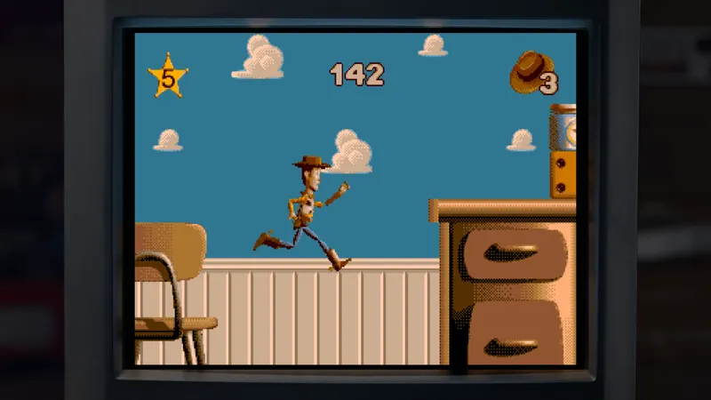 Toy Story Retro Roundup montre Woody dans une version 2D de Toy Story