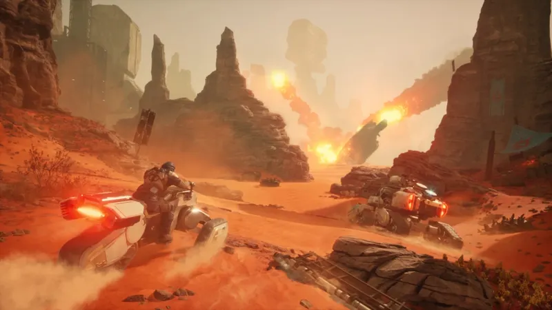 Zone rocheuse de Dune Awakening dans Vermillius Gap pour comparer la distance d’affichage et la netteté des reliefs