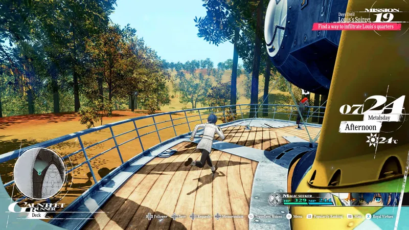 Capture officielle de Metaphor : ReFantazio montrant le contexte de gameplay pour l'étape 2 du guide joueur