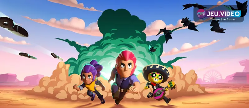 Visuel officiel Brawl Stars montrant plusieurs Brawlers dans une arène multijoueur