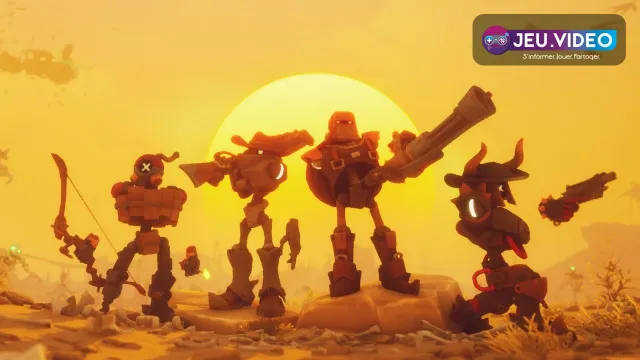Far Far West Steam avec ses cow-boys robots dans le désert