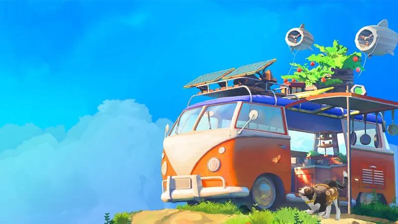 Outbound Game Pass montrant le van aménagé dans un monde coloré