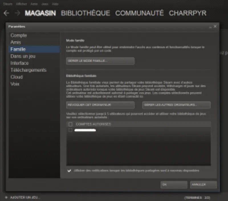 partage familial steam