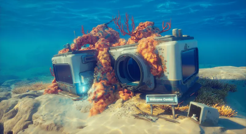 Subnautica 2 montrant une base sous-marine envahie par le corail