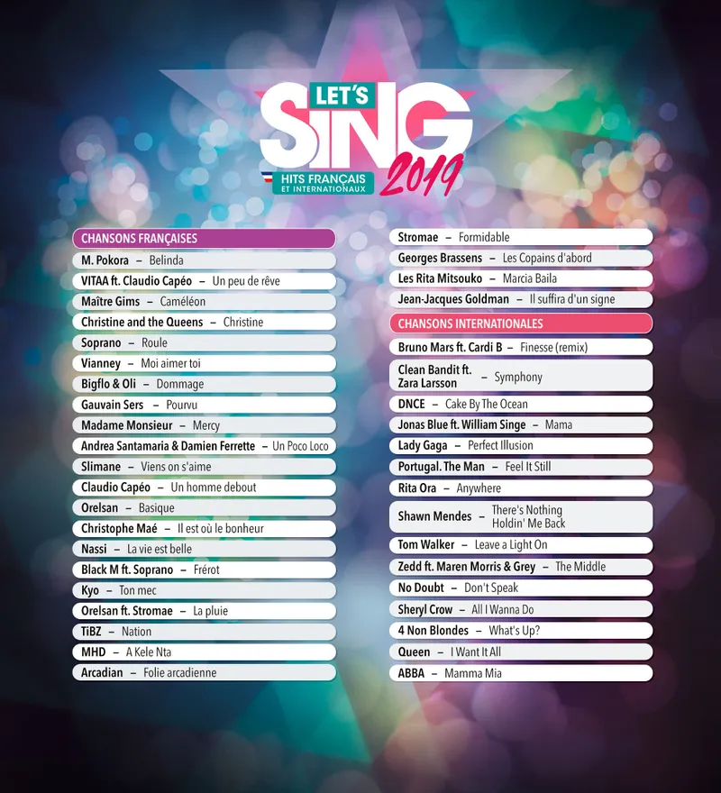 Let's sing 2019 song list