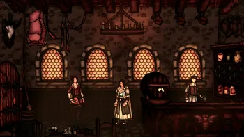 Cecil et d'autres villageois dans la taverne du jeu Saga of Sins