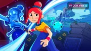 TetherGeist trailer avec Mae et Bao devant un monde de plateforme mystique
