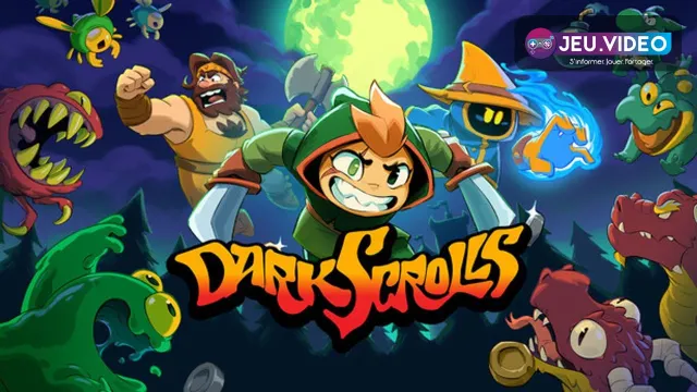 Dark Scrolls date de sortie avec héros pixel art et logo du jeu