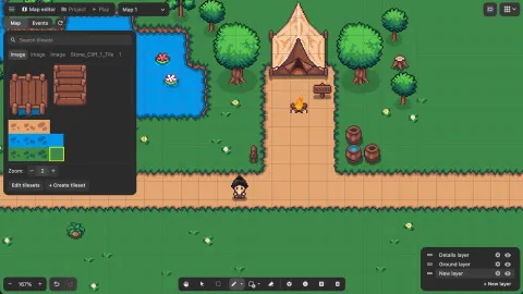 PS Maker : capture officielle de l’éditeur 2D et de son univers narratif