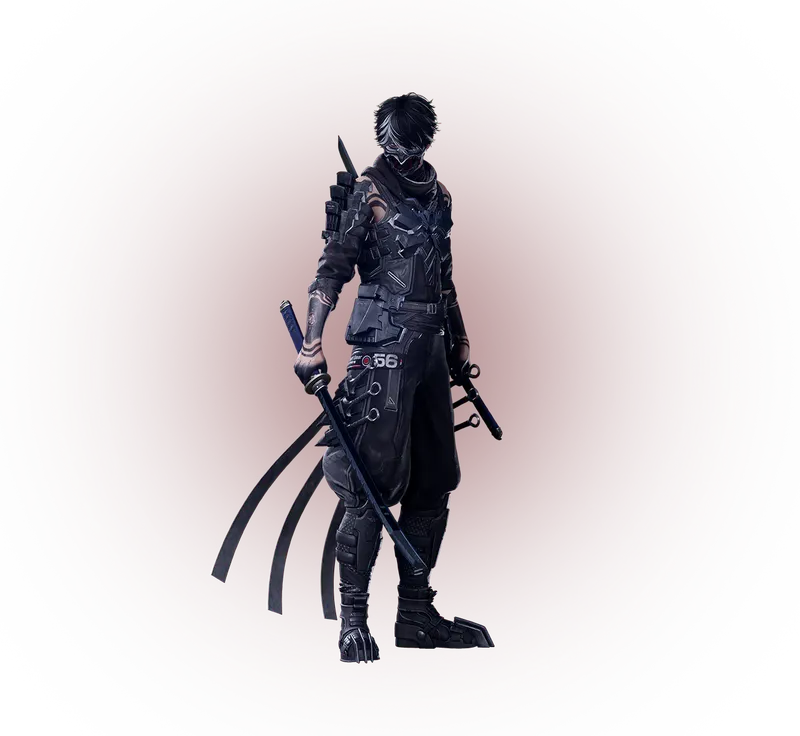 Modèle officiel de Yakumo avec ses lames courbes dans Ninja Gaiden 4