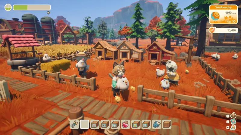 Everbloom avec ses animaux de ferme et un décor automnal sur PC