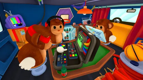 BOMBANANA! montrant ses singes dans une scène de jeu