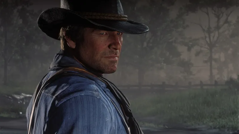 Arthur Morgan vise depuis son cheval dans Red Dead Redemption 2, exemple de placement et de contrôle des armes à distance
