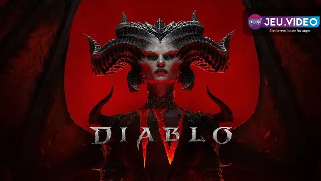 Visuel officiel de Diablo IV avec Lilith sur fond rouge
