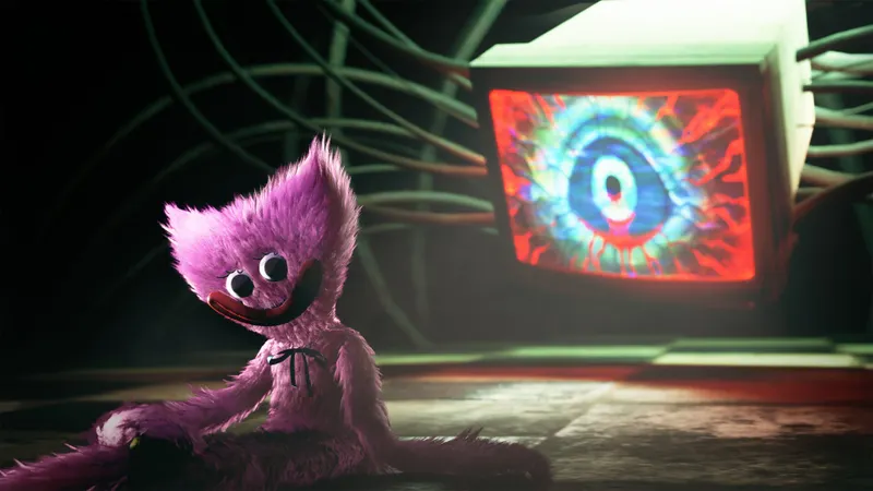 Salle sombre avec objets interactifs pour apprendre à isoler les éléments utiles dans Poppy Playtime