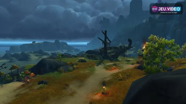 Aventuriers de World of Warcraft dans une zone d'exploration, représentant la progression en quêtes avant les premiers donjons