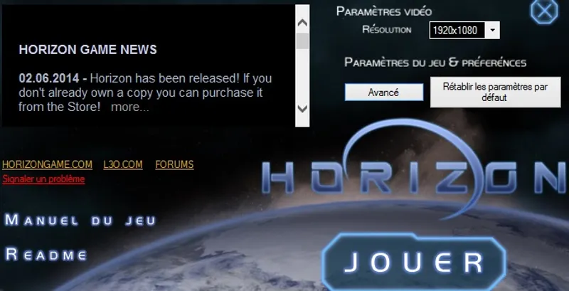 Ecran accueil horizon