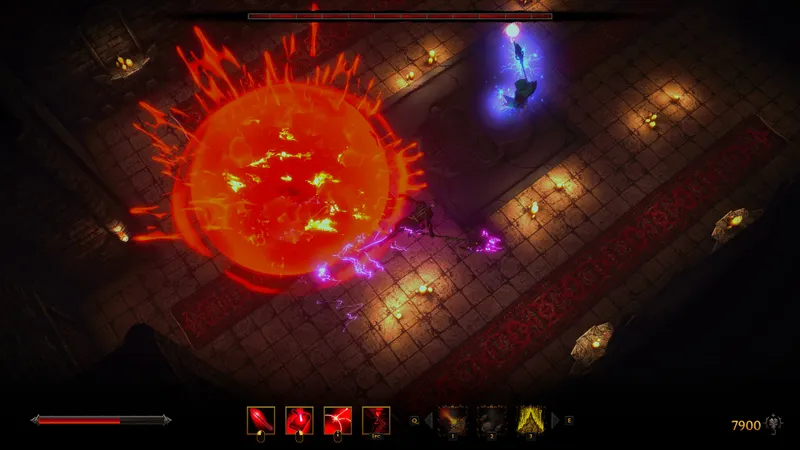 Tome of the Damned présente un mage mort-vivant face à des ennemis dans un château