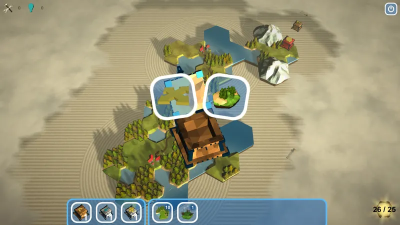 Zen World affiche son interface de gestion sur une carte hexagonale