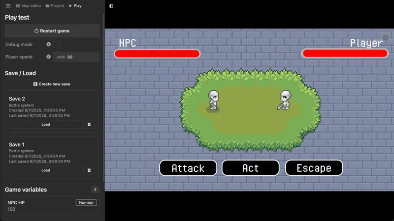 PS Maker affiche une interface de création pour organiser une aventure