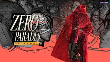 Key art officiel de ZERO PARADES : For Dead Spies avec Hershel Wilk en manteau rouge devant Portofiro