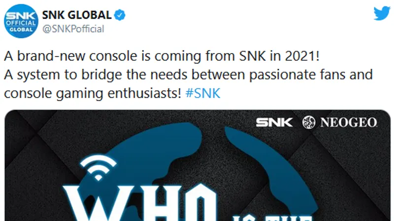 SNK tease une nouvelle console pour 2021