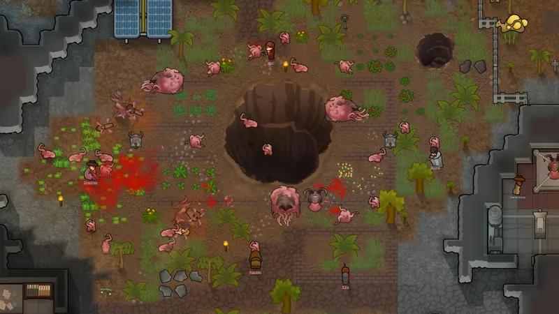 Porte de fosse RimWorld Anomaly à aborder avec armes, soins et escouade préparée