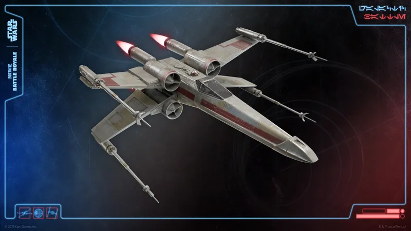 X-wing dans Fortnite Star Wars utilisé pour les rotations rapides et la pression aérienne