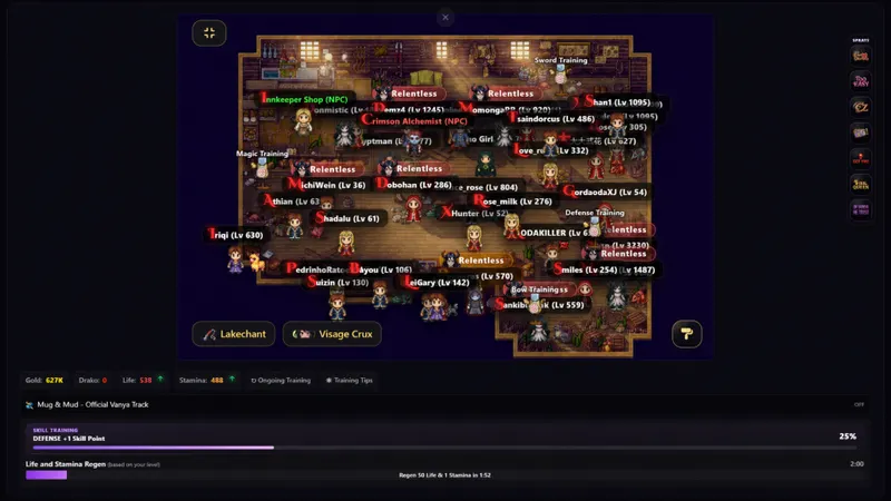 Capture Steam officielle de Vanya Online - Idle MMORPG illustrant les systèmes du personnage