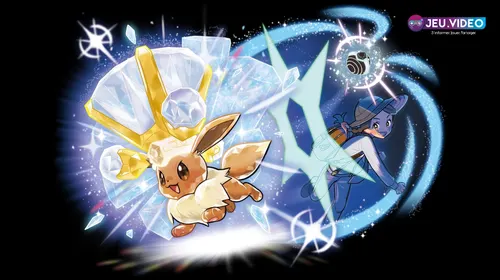 Évoli téracristallisé dans Pokémon Écarlate et Violet pour illustrer le choix du type Téracristal dans une équipe débutant